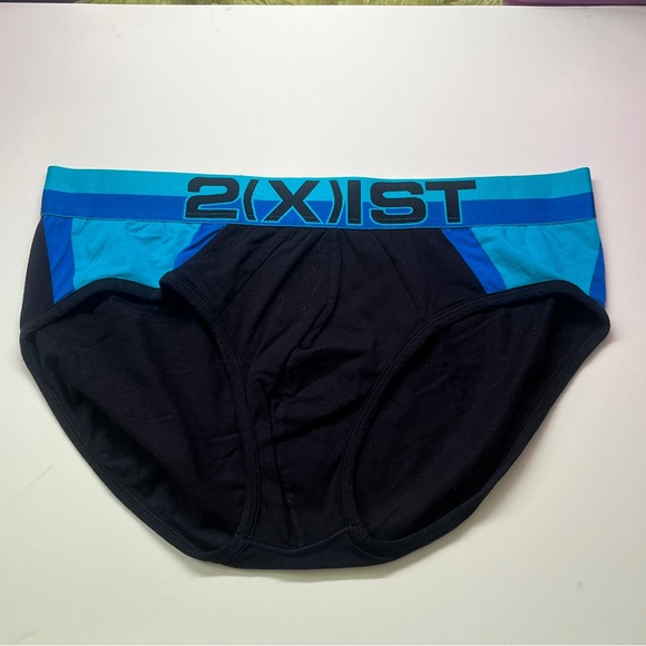 2xist Men's Black Briefs with Blue Highlights - Picture 1 of 1